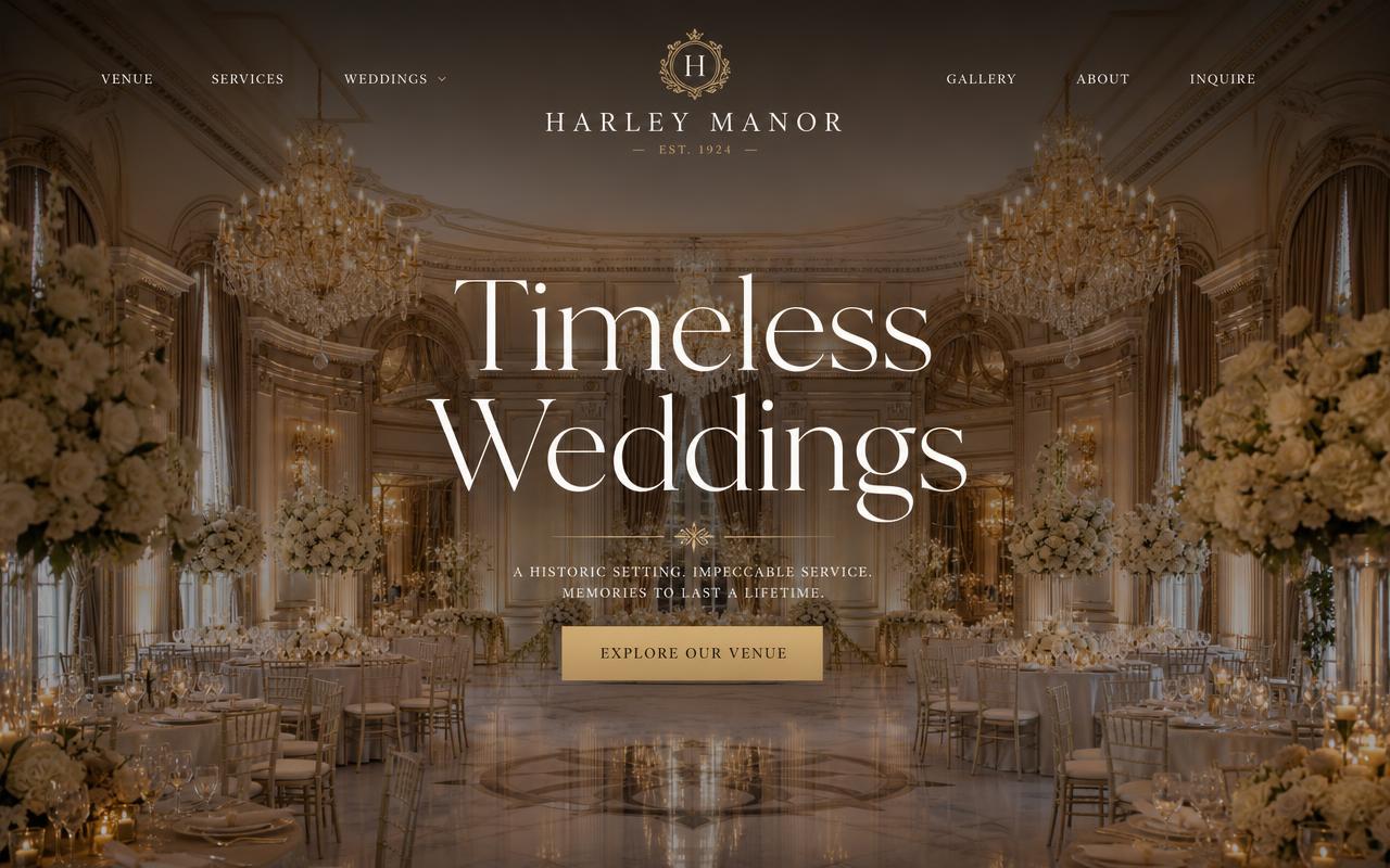 Harley Manor website design by Venue Igniter