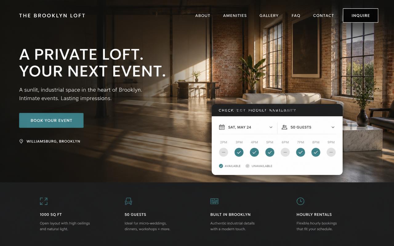 Loft 415 website design by Venue Igniter