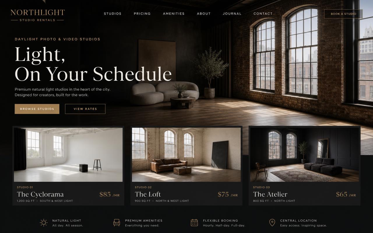 Studio North website design by Venue Igniter