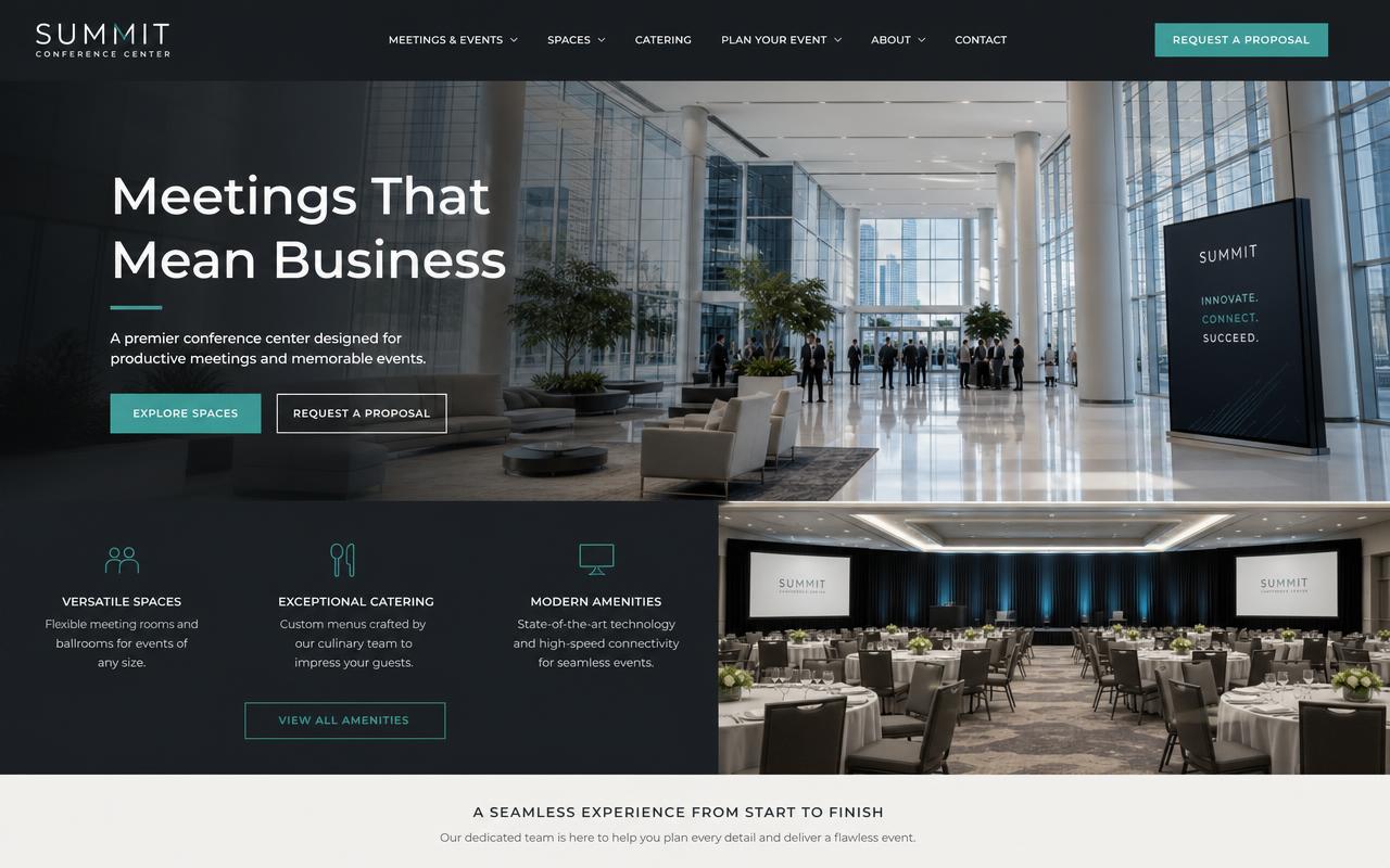 Summit Conference Center website design by Venue Igniter